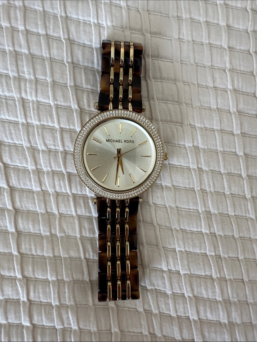 Michael Kors Tortoiseshell Link Watch with Gold Accents